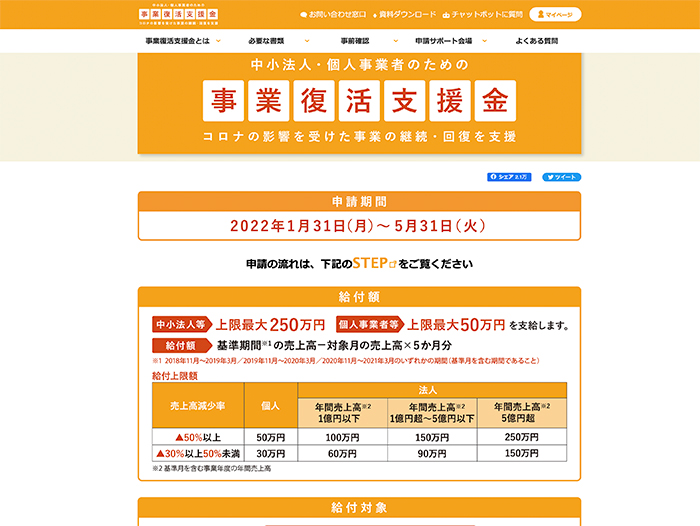 事業復活支援金申込方法